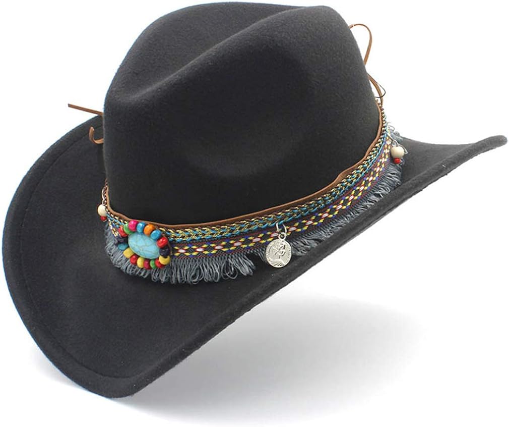 Elee Women Men Wool Blend Western Cowboy Hat Cowgirl Caps Bohemia