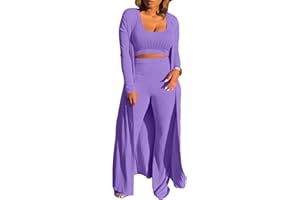 HANMAX Women's Tracksuit Winter Autumn Knitted Long-sleeved Blazer Coat Tank Long Pants Three Piece Sets Outfit