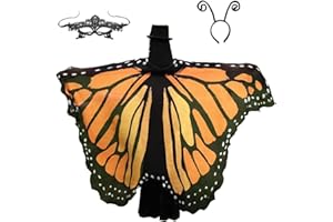 Niurui Halloween Butterfly Wings Costume for Womens, Moth Wings Butterfly Cape Adult Costume with Mask & Headband(3pcs)