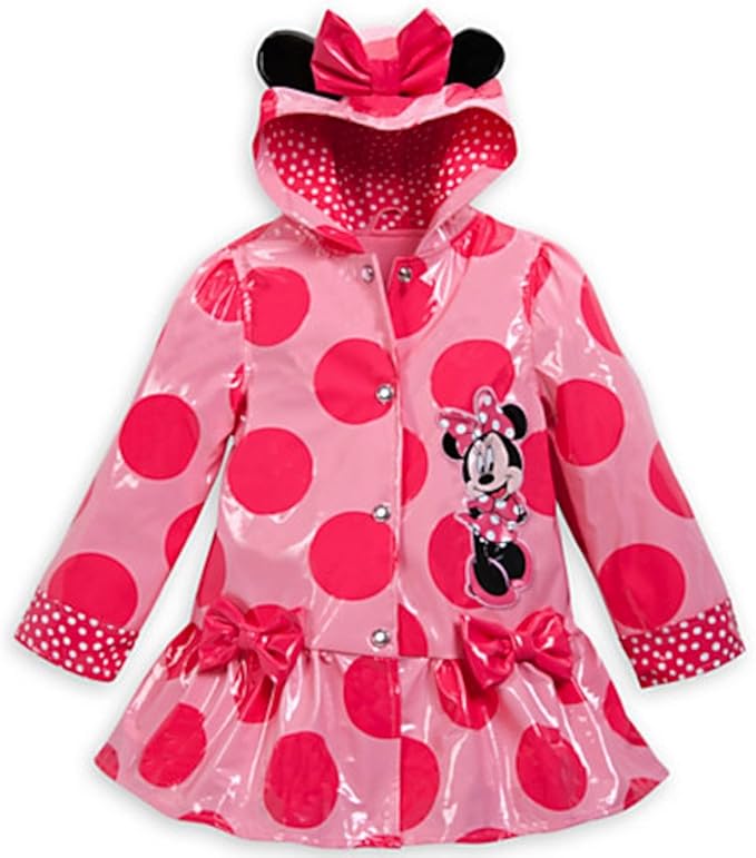 Disney Store Pink Minnie Mouse Rain Jacket Coat with Ears
