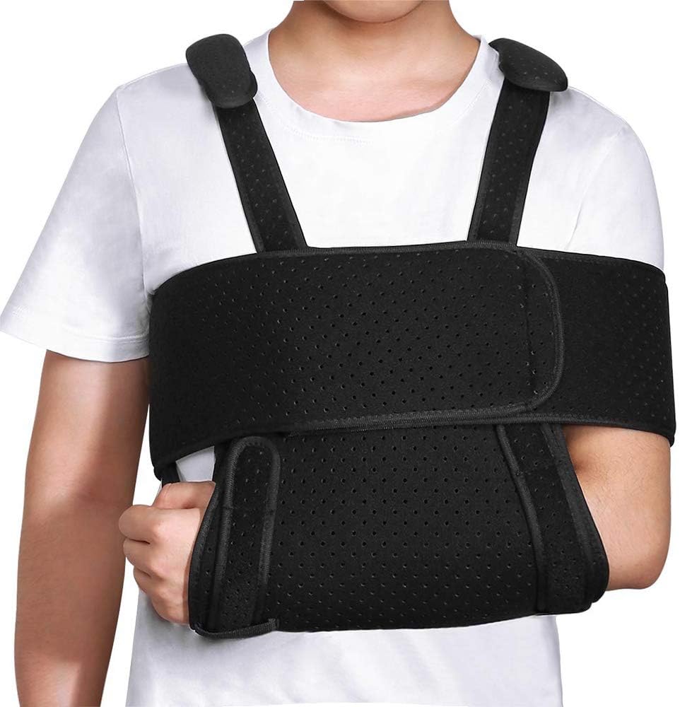 Unizooke Arm Sling Shoulder Immobilizer, Adjustable Forearm and Elbow Support, Fits Left and Right Hand, Men Women