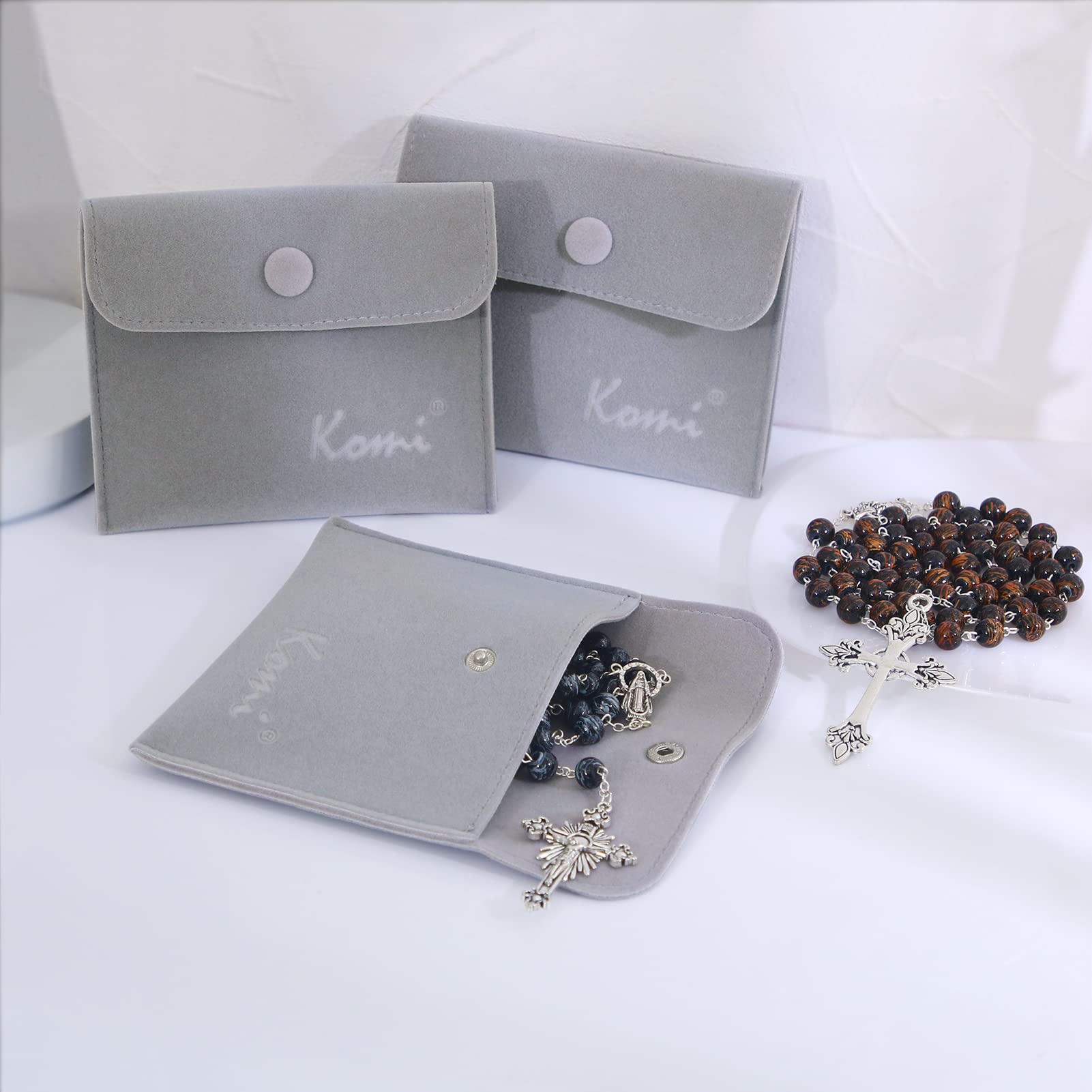 KOMI Handmade Wooden Catholic Rosaries, Rosary Beads Necklace From Bethlehem Wood Christian Prayer Holy Soil Medal & Metal Cross For Catholic Or Christian Gift