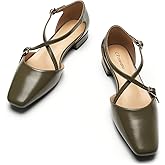 C.Paravano Sandals for Women | Women Flats Dress Shoes | Mary Jane for Women | Flats Shoes Women Dressy(Size 10,Army Green)