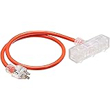 Amazon Basics Outdoor Extension Cord with Lighted 3 Outlets, Orange, 3 Foot