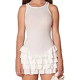 Yqisier Women's Summer Frill Rank Dress Sleeveless Bodycon Tiered Ruched Dress Skim Hem Dress