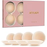 ATTLADY Nipple Covers No Show 4 Pairs- Reusable Adhesive Silicone Sticky Triangle Nipple Pasties for Women
