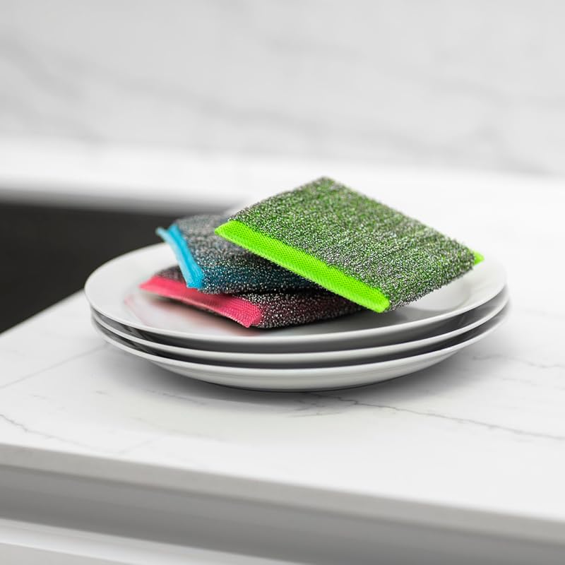 Esponja Vileda Glitzi Power INOX Colors, Exterior de Acero Inoxidable