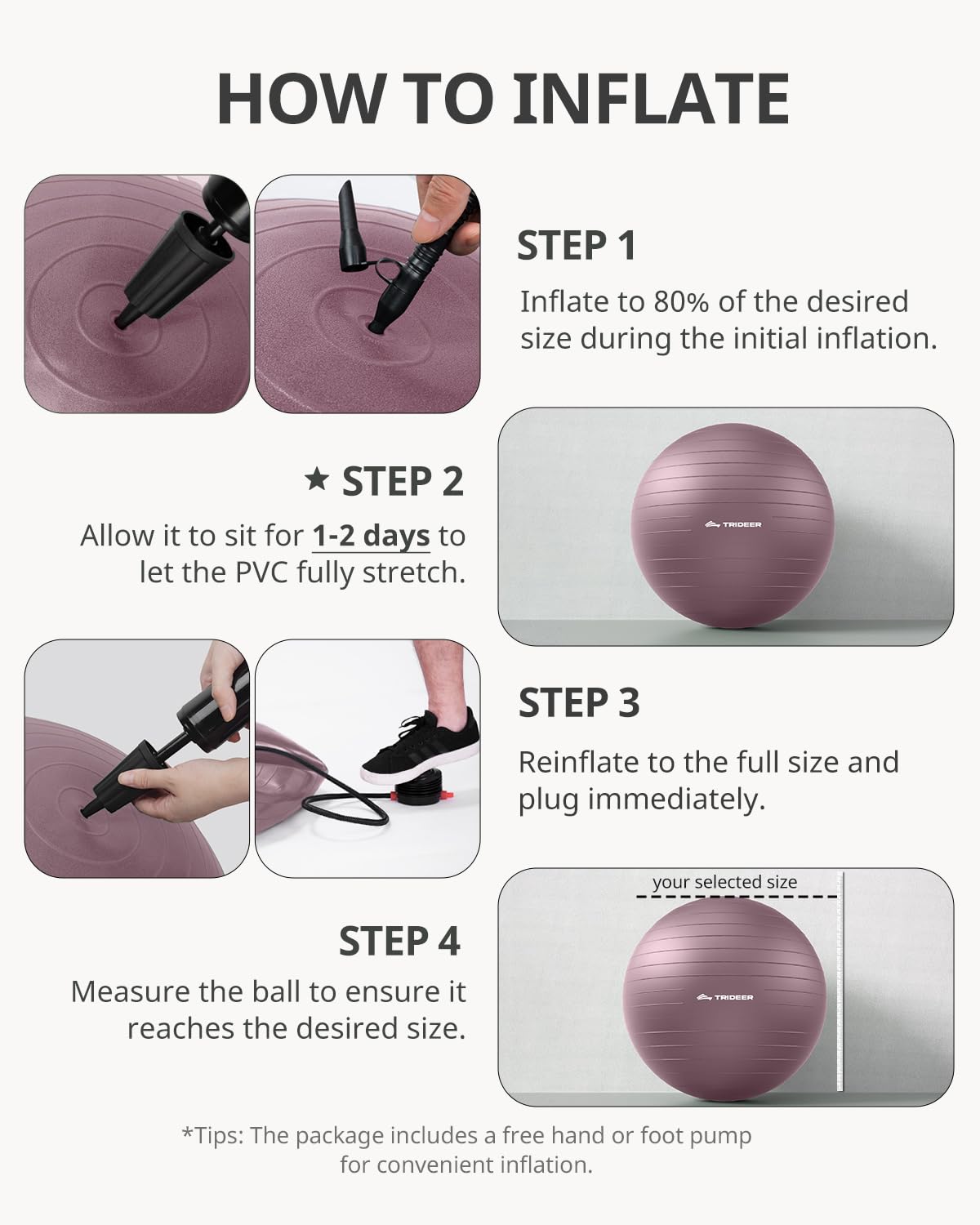 Trideer Yoga Ball – Anti-Burst Exercise Ball for Pregnancy, Office, Birthing, Stretching & Core Workout – Home Gym & Therapy