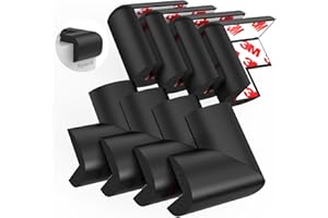 GLOVAL BABY Baby Proofing Corner Guards, 8 Pack Pre-Taped Table Corner Protector for Baby, Soft Rubber Foam Furniture Corner Bumper Guards for Fireplace, Table, Stair, Cabinet (Black)