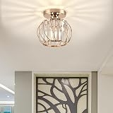 Hudi Fyier Crystal Chandelier Ceiling Light Gold Semi Flush Mount 60W view 3