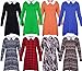 Womens Plus Size Peter Pan Collar Printed Plain Long Sleeve Swing Flare Dress 10-24