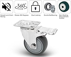 NERILEE Stainless Steel 3 Inch Caster Wheels with