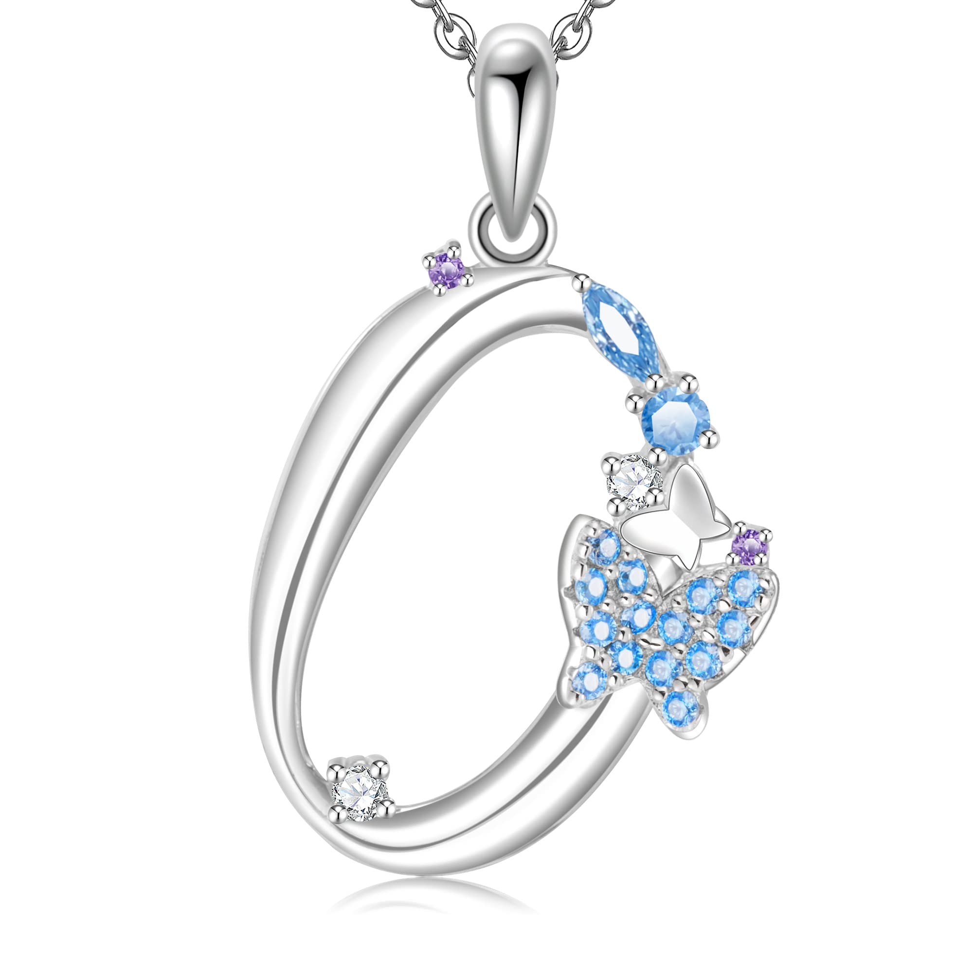 ULOMEOO Initial Necklace for Women 925 Sterling Silver Butterfly Letter Pendant Gift for Women