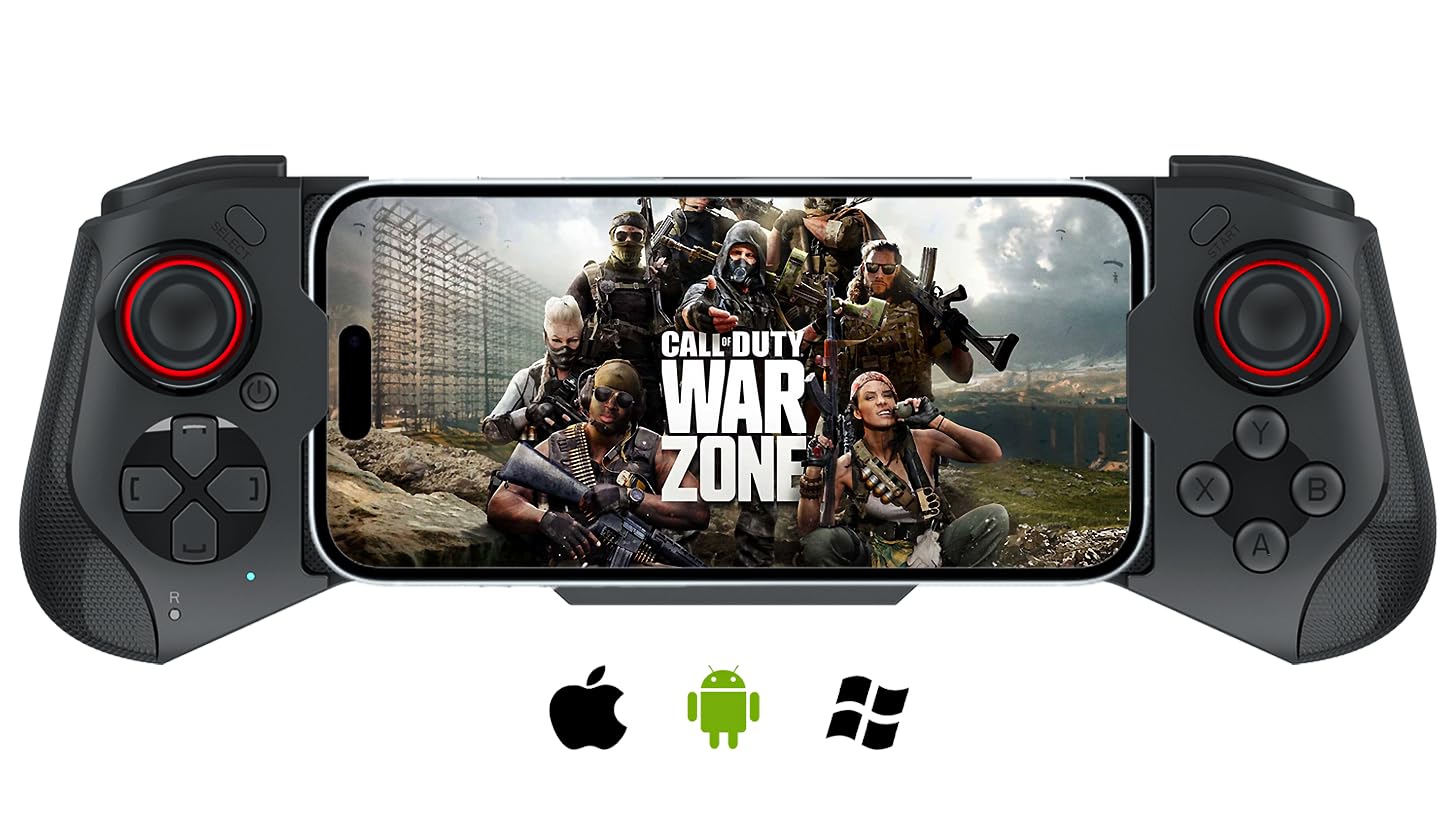 Mobile Game Controller for iPhone, Android, PC, Steam, Direct Play, 15 Hours Playtime, Phone Controller Gamepad Joystick for iPhone 17 16 15 14 Pro Max, Galaxy S23 S22 Ultra, iPad, Tablet, MFi Games