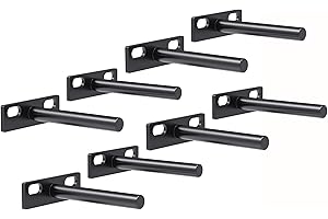 M MIMHOOY 8 Pcs 4 inch Floating Shelf Bracket, Solid Steel Blind Shelf Brackets Hidden Shelf Support for Floating Wood Shelve