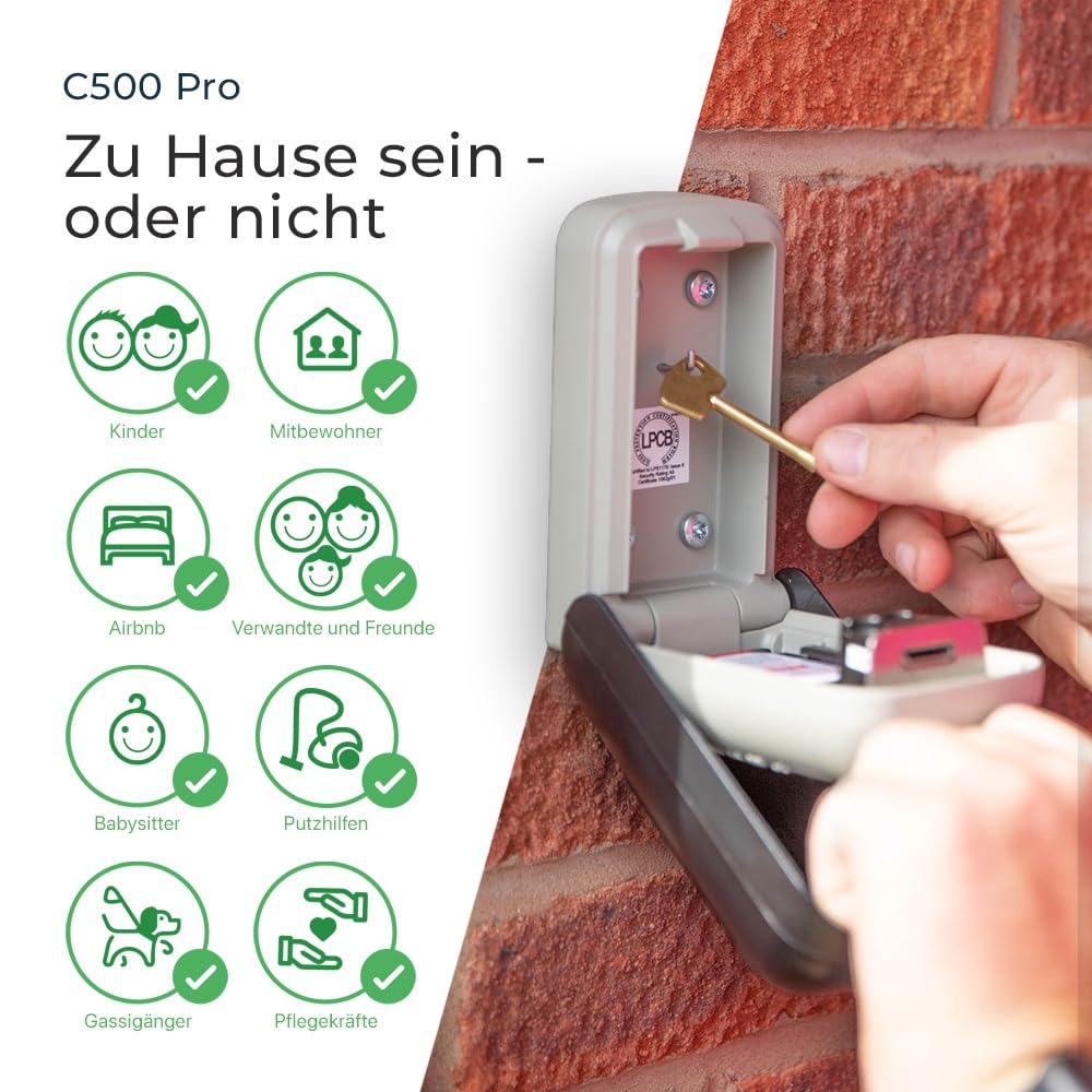 Schlüsseltresor SUPRA C500 | Polizei Bevorzugt Schlüsseltresor mit Zahlencode - Schlüsselsafe Außen - Schlüsselbox mit Code - Wandmontage für Schlüssel, Karten & Anhänger 4