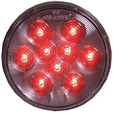 Maxxima M42322RCL Red 4" Round Stop/Tail/Turn Light, Red Clear Lens, Grommet Mount