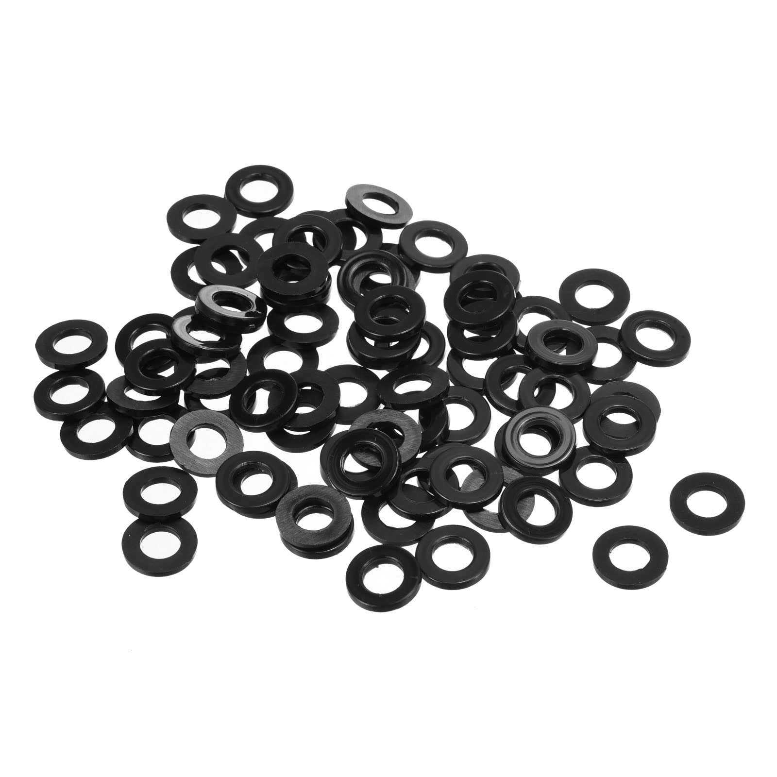 PATIKIL M6 Nylon Flat Washer, 80 Pack 6mm ID 12mm OD 1.5mm Thick Sealing Spacer Gasket Ring for Faucet Pipe Water Hose Fastener Bolt, Black — image 1