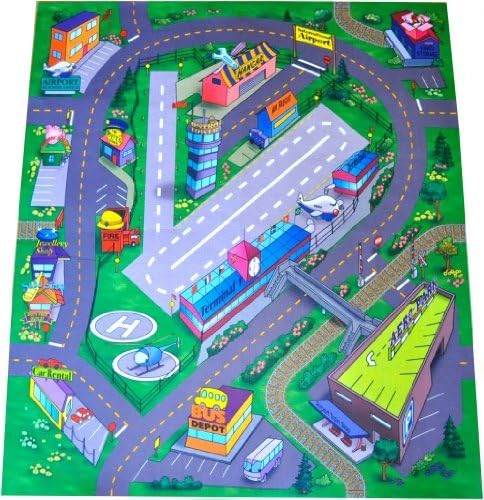 Airport Felt Play Mat with Roads and Train Track Design by Silli Me