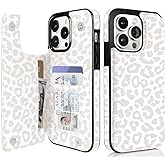 uCOLOR Compatible with iPhone 13 Pro Wallet Case with Card Holder Slots Marble Flip Leather RFID Kickstand Phone Wallet Cover for Women and Girls 6.1“ (Leopard, iPhone 13 Pro 6.1")