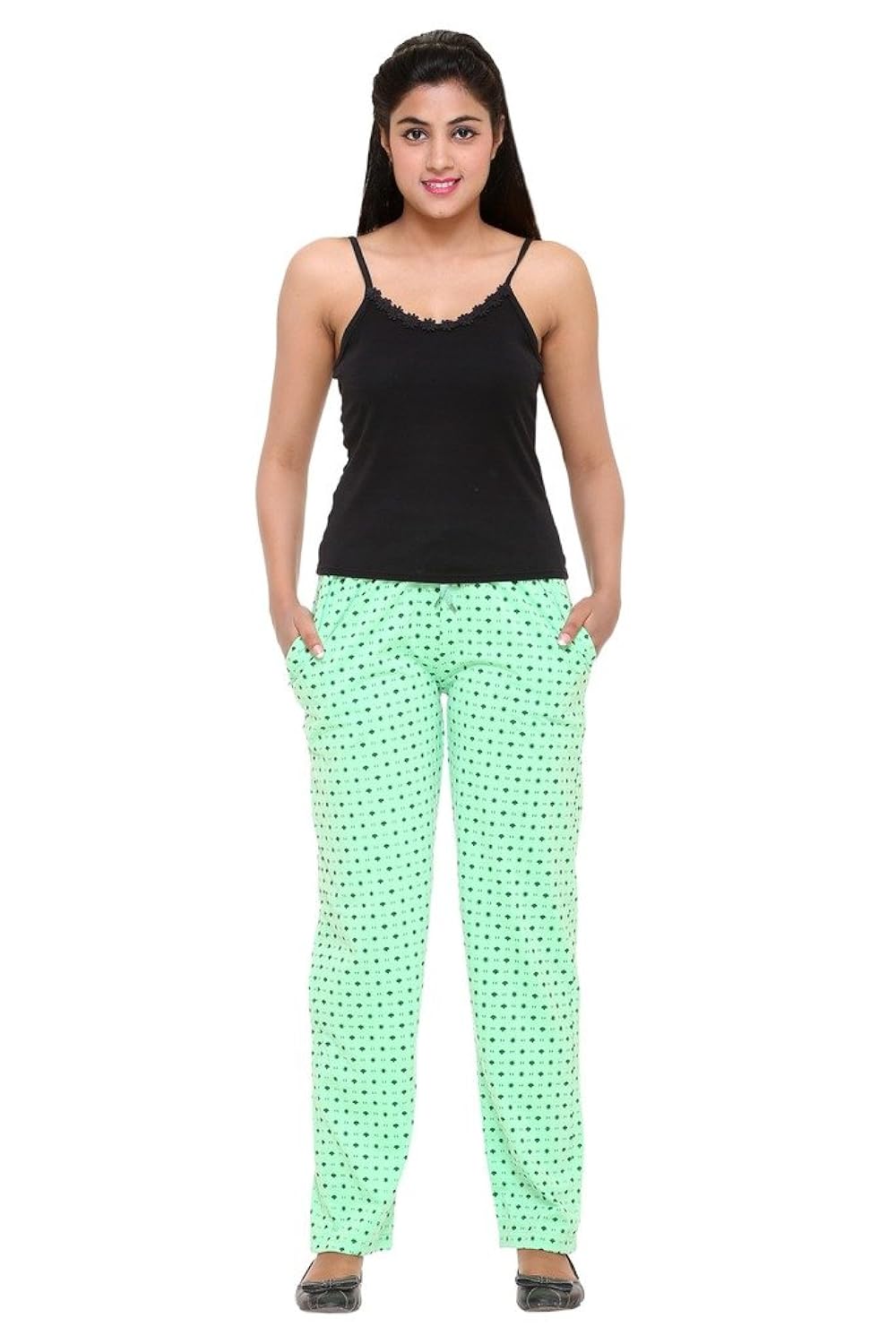 women's cotton blended printed lounge wear - track pants