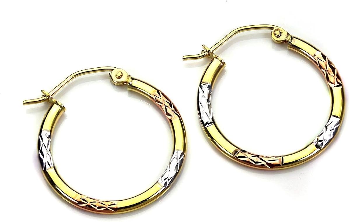 9ct Gold MultiColoured 20mm Hinged Hoop Sleeper Earrings/Hoops