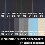 FEIHU Wet Dry Sandpaper 17 Sheet Assorted Grit 120-10000 Automotive High Grit view 2