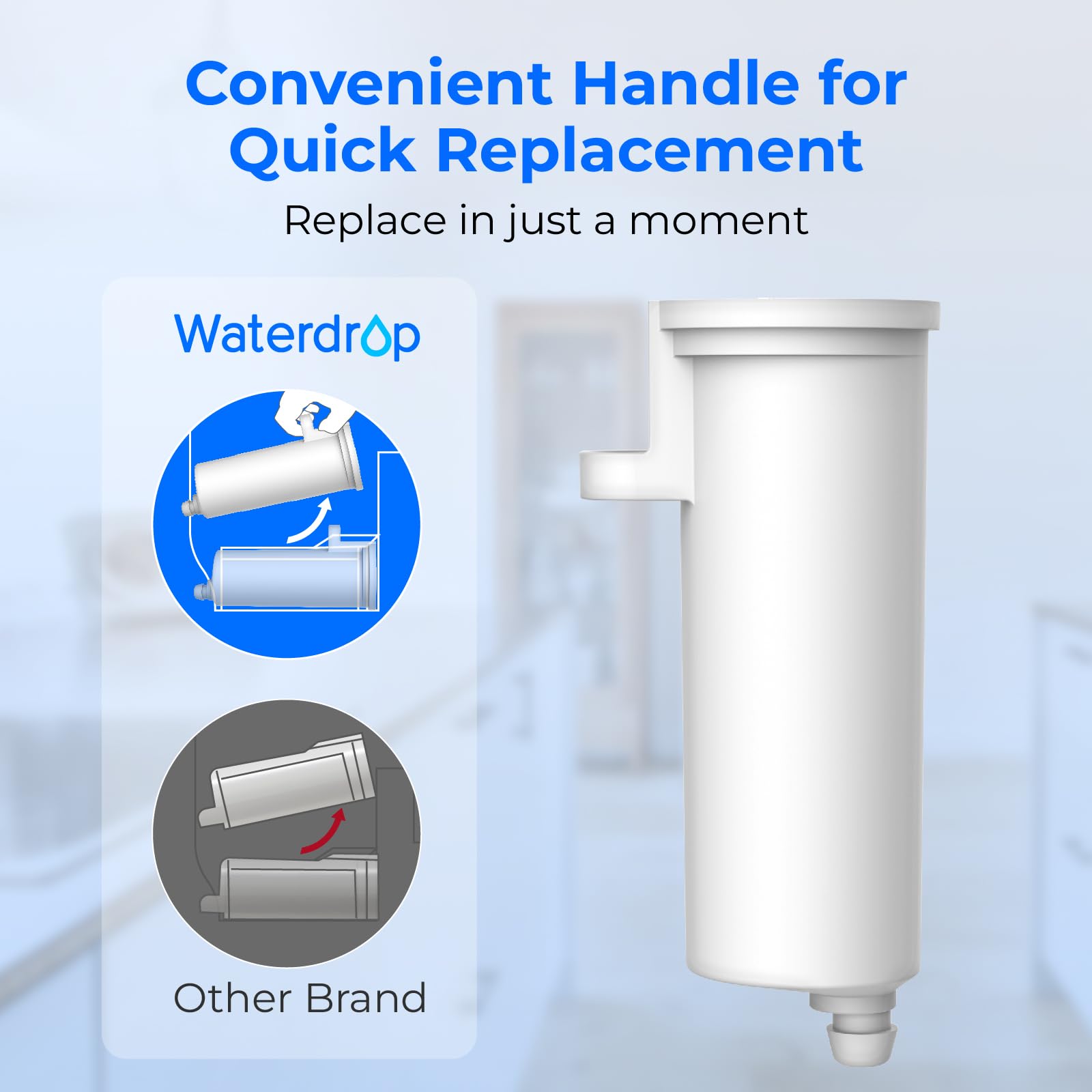 Waterdrop Replacement for GE® Profile Opal Nugget Ice Maker Water Filter, P4INKFILTR, with Ring Pull, NSF 42&372 Certified, BPA-Free, 3 Counts