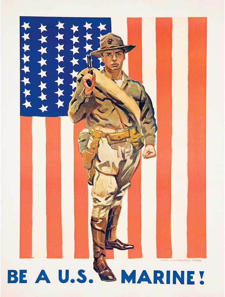 Wee Blue Coo Military Enlist Recruit Us Marine Corps Flag USA Unframed Wall Art Print Poster Home Decor Premium