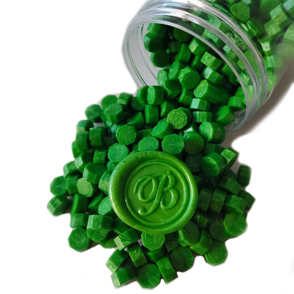 400 Pieces Sealing Wax Beads for Wax Seal Stamp, PORXFLY Pink Waxs Seal Beads Great for Wedding Invitations, Wine Packages,Cards Envelopes, Gift Wrapping (Green) — image 1