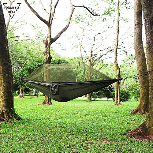 KEESIN Camping Hammock With Single Double Mosquito Net Ultra Light Travel Hammock 200kg Load Capacity And Breathable Outdoor Hammock For Camping Hiking Backpacking Outdoor Indoor Garden Gray Orange