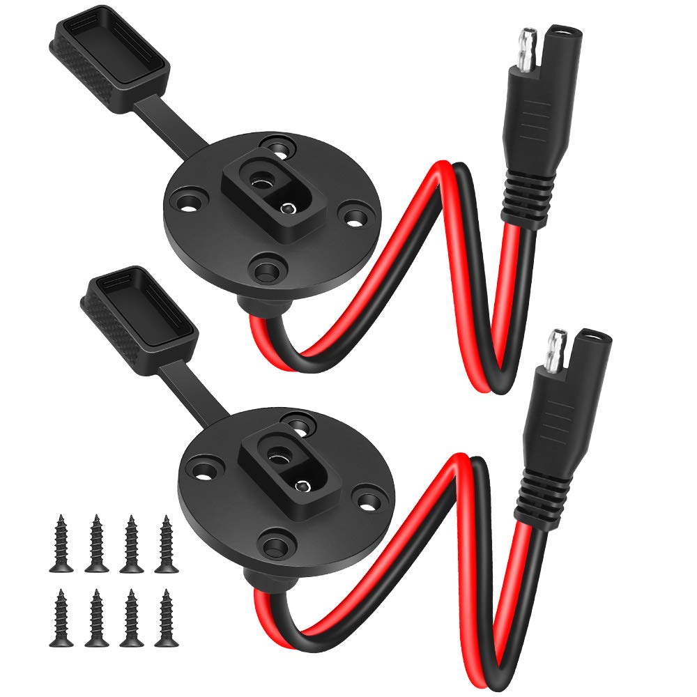 Photo 1 of ELECTOP SAE Connector Power Socket Sidewall Port, Weatherproof SAE Quick Connect Solar Panel Flush Mount SAE Plug Adapter Cable, 12AWG SAE Extension Cable for Solar Generator Battery Charger(2 Pack)