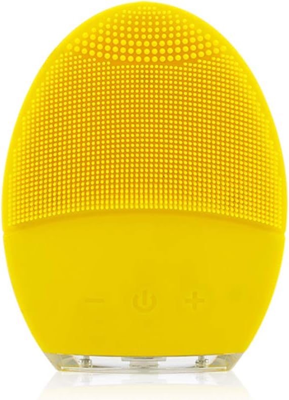 Facial Cleansing Brush, YUNCHI Silicone Electric Face Wash Scrubbing Brush, Face Scrub Cleanser Brush, Face Massager Cleaner Washer Scrubber Exfoliator Sonic Exfoliating Cleaning Machine - Yellow