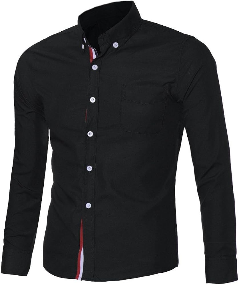 IZHH Mens Luxury Dress Shirts Long Sleeve Casual Slim Fit Stylish Solid