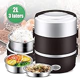 SZHHDX 2L 3 Layer Portable Lunch Box Mini Electric