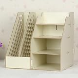 Étagère Bureau Bois DIY - 4 Planches + 2 Compartiments - Organisateur Livres