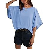 Cicy Bell Womens Oversized T Shirts Batwing Half Sleeve Summer Casual Crewneck Cropped Tops Loose Fit Basic Tees