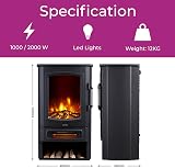 Neo 1000/2000W Freestanding Electric Fire Stove Heater Black view 6