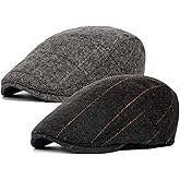 Qunson 2 Pack Men's Cotton Flat Cap Ivy Gatsby Newsboy Hat