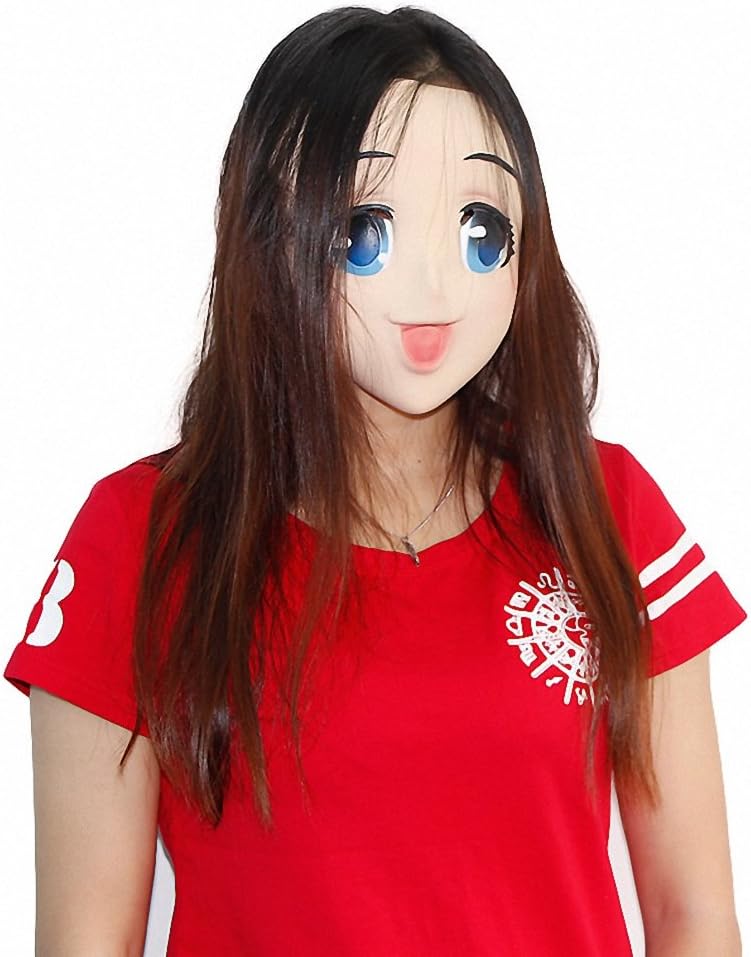 Halloween Mask Latex Rubber Adult Anime Blue Eyed Sexy Girl Cartoon Female Cosplay Funny