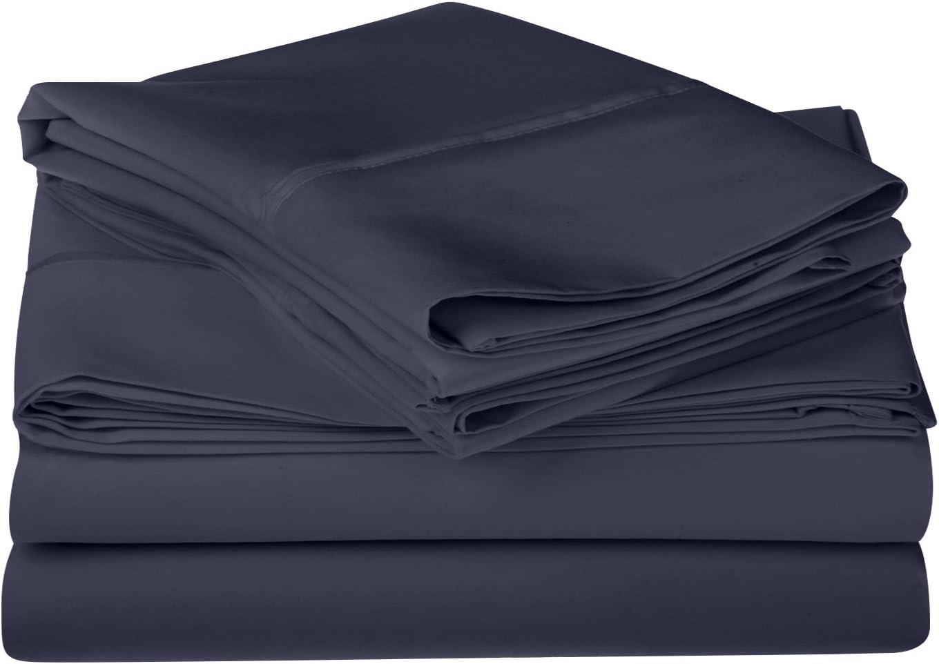 SUPERIOR Egyptian Cotton Solid Deep Pocket Sheet Set, King, Navy Blue, 4-Pieces