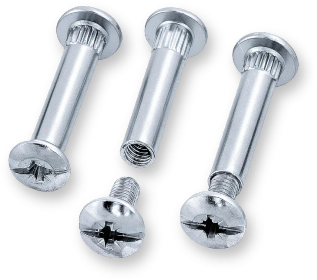 HEXATON Furniture Connecting Screws Bolts M6 x 26-35 mm - 100 Pack - Nickel-Plated Steel - Binding Screws M6 for Furniture Cupboards Cabinets