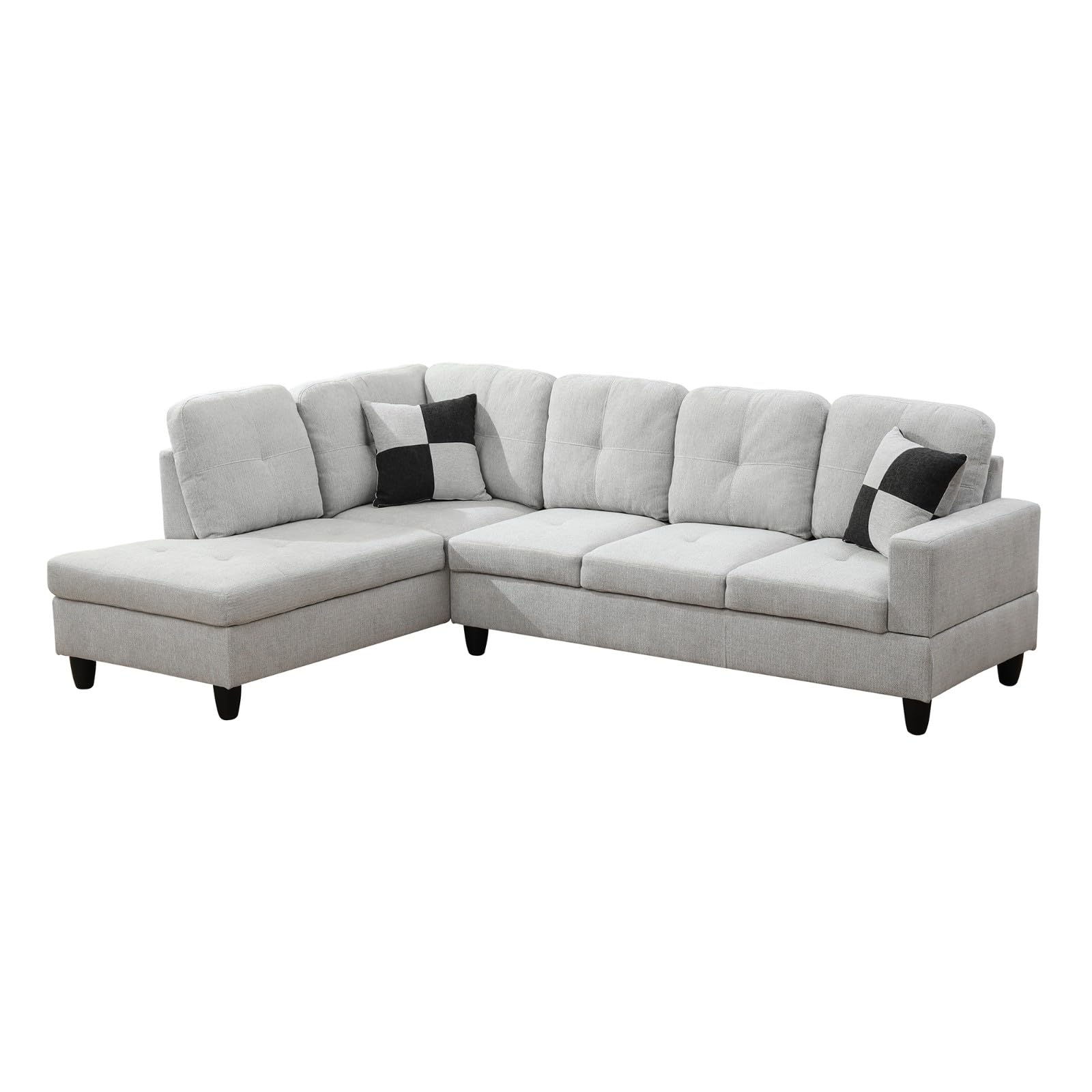 Photo 1 of ***Very Large Item*** ***Pick Up With Truck*** LGQLJPLQQ Classic L-Shaped Sofa Set with Ottoman - Off-White Flannel, High-Density Sponge, Sturdy Wood Frame, Storage Function - Elegant Design, Comfortable Living Room Furniture F121(White,F121A)