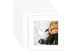 MBC Mat Board Center, 10 pack 8x8 inch for 6x6 inch white matte frame bevel cut acid free 4 ply thickness