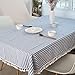 ColorBird Stripe Tassel Tablecloth Cotton Linen Dust-proof Table Cover for Kitchen Dinning Tabletop Decoration (Rectangle/Oblong, 55 x 86Inch, Blue)