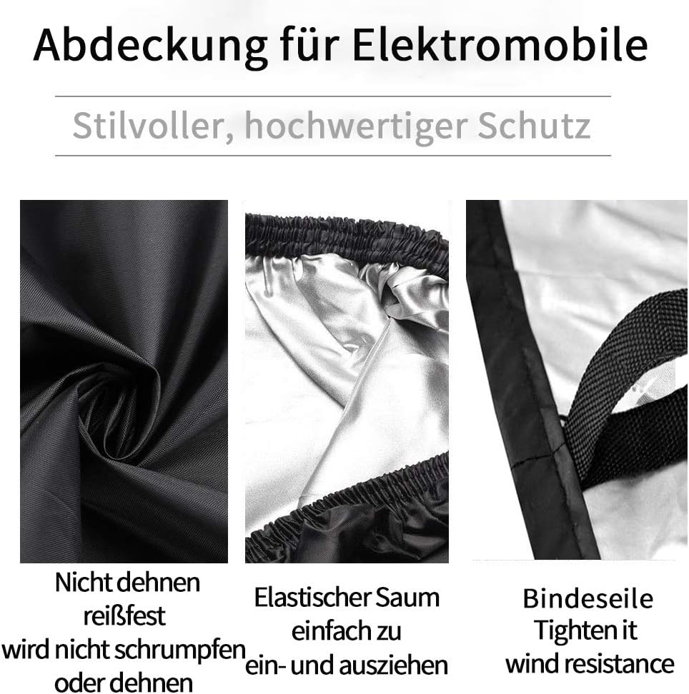 VVHOOY Mobility Scooter Cover,210D Oxford Heavy Duty Waterproof 4 Wheeled Power Scooter Travel Storage Cover All Weather Outdoor Protection 67 x 24 x 46 inch/170 x 61 x 117 cm - Image 3