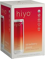 Hiyo Organic Social Tonic N.A. Functional Seltzer Water 4 Pack - Strawberry Guava Flavored Sparkling Water Crafted with Organ