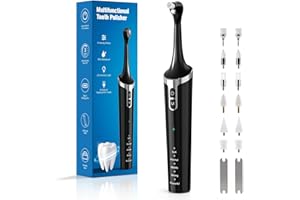 GUPAY Tooth Polisher,Rechargeable Teeth Whitening Kits for Teeth Daily Cleaning and Whitening,Dental Polisher with 2 Set Polishing Brush Heads,LED Light,5 Speed Modes,Waterproof