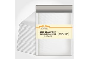 The Boxery 8.5x12''|#2 Poly Bubble Mailers- 100 Pack, Padded Envelopes, Self Seal, Waterproof Shipping Bags, Padded Mailers for Shipping & Packaging