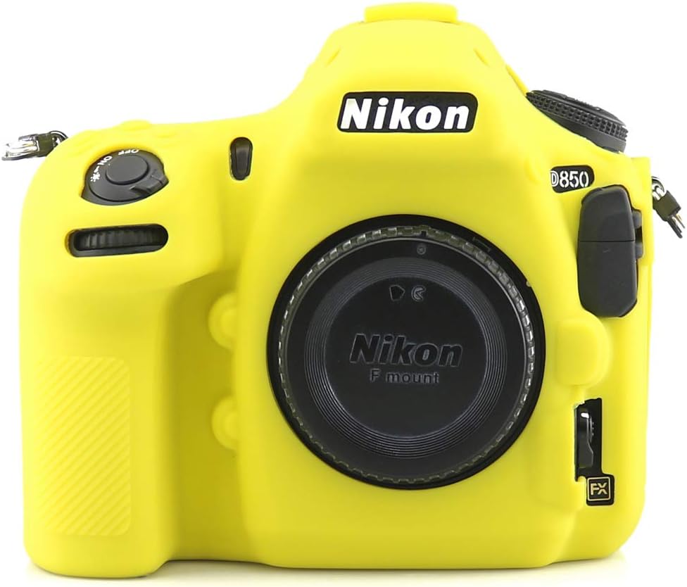 D850 Silicone Case, TUYUNG Texture Camera Housing Shell Case Protective Cover, Compatible with Nikon D850 Cameras, Yellow